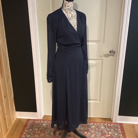 H&M Navy Wrap Midi Dress - Picture 2 of 5